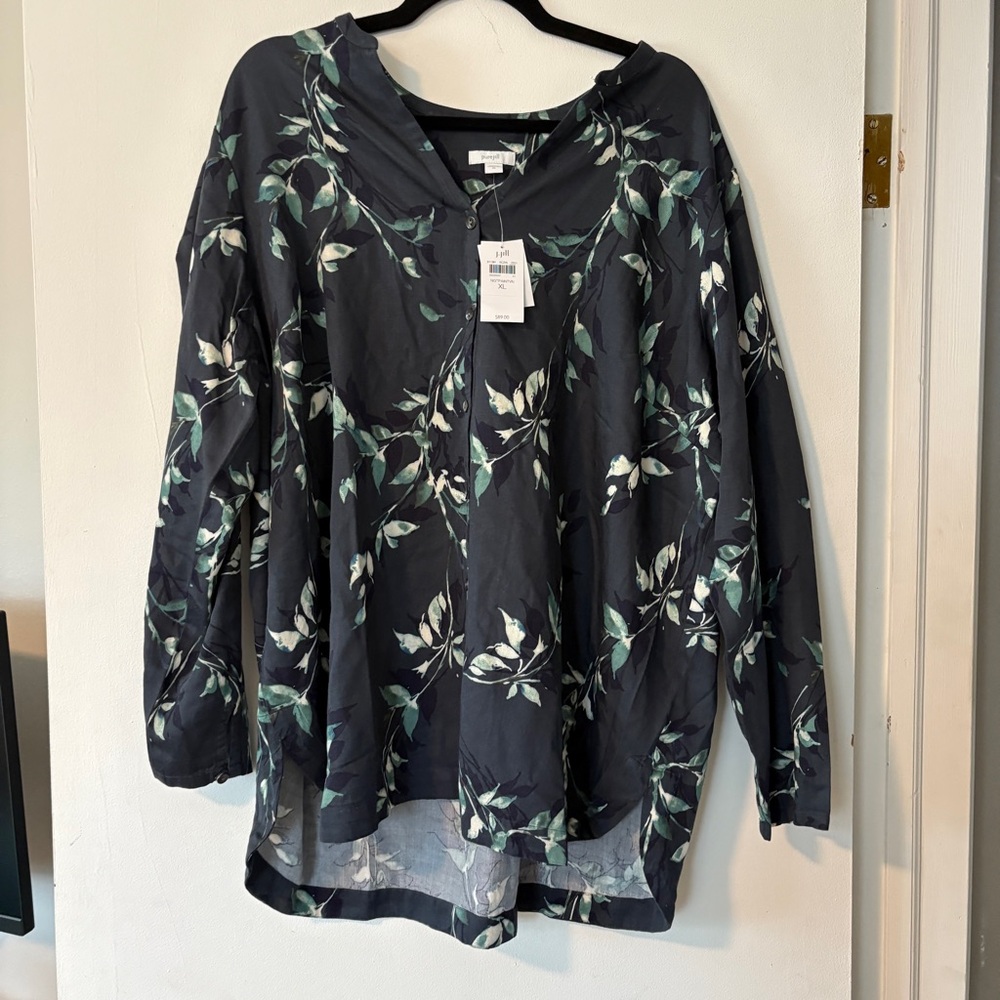 J. Jill Pure Jill Printed A Line Top‎ Tunic Shirt Vines Womens Size XL